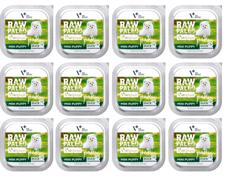 VetExpert Raw Paleo kaczka junior małe rasy 150 g × 12