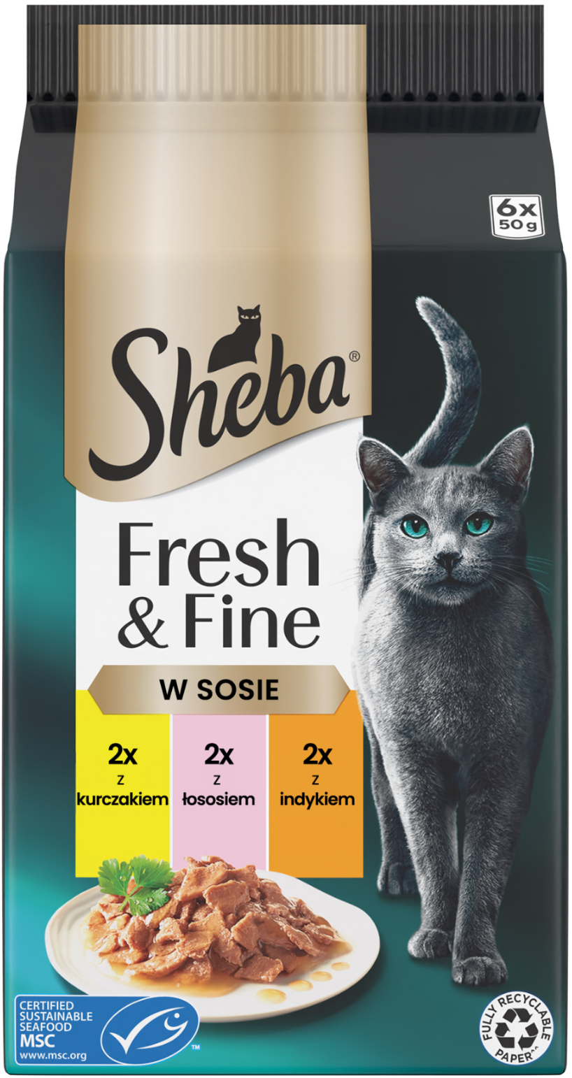 Sheba Fresh & Fine mix smaków w sosie adult 50 g × 6