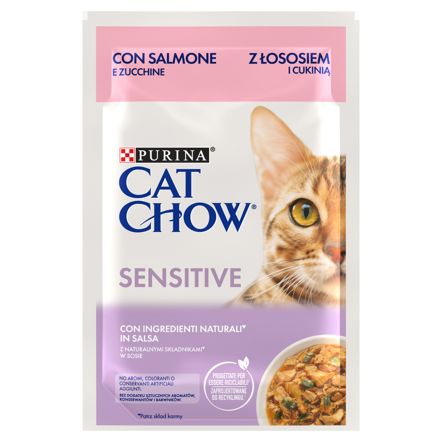 Purina Cat Chow Sensitive łosoś z cukinią w sosie adult 85 g × 26