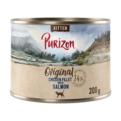 Purizon Original kurczak, łosoś kawałki kitten 200 g × 12