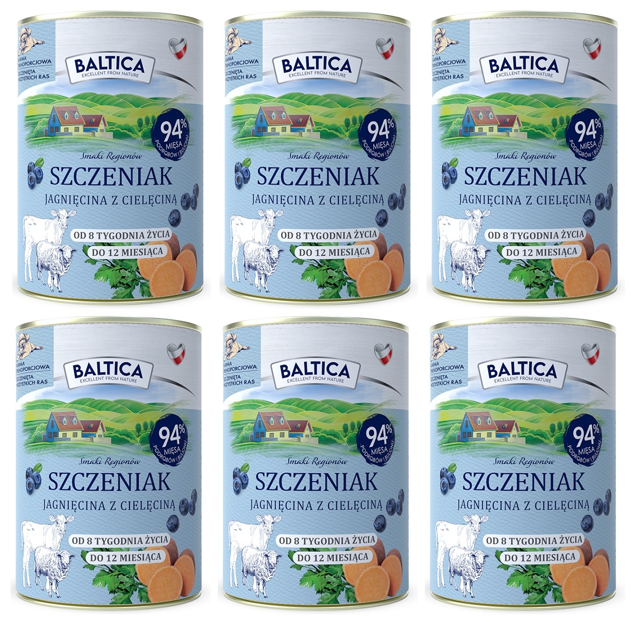 Baltica cielęcina, jagnięcina puppy 400 g × 6