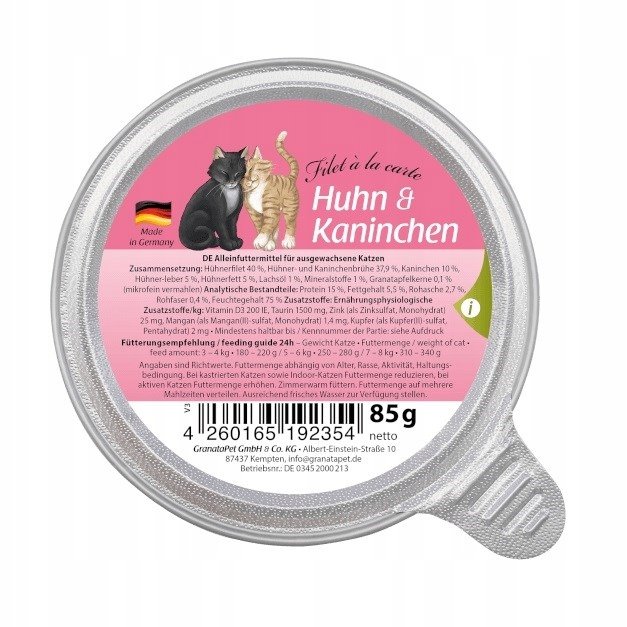 GranataPet Filet à la carte królik, kurczak kawałki adult 85 g