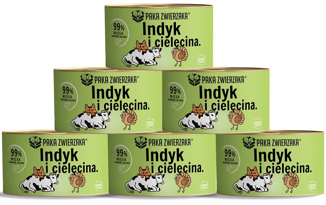 Paka Zwierzaka indyk, cielęcina 200 g × 6