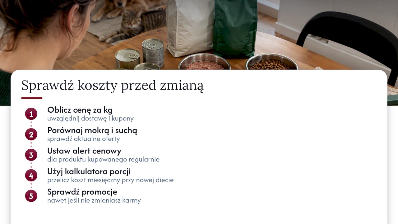 Sprawdź koszty, zanim zmienisz dietę pupila — overview diagram