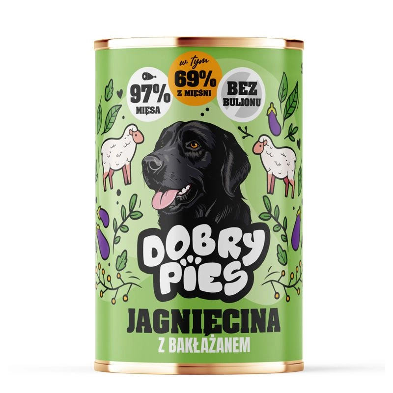 Dobry Pies indyk, jagnięcina z bakłażanem adult 400 g
