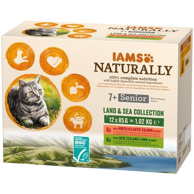 IAMS Naturally mix smaków w sosie senior 85 g × 12