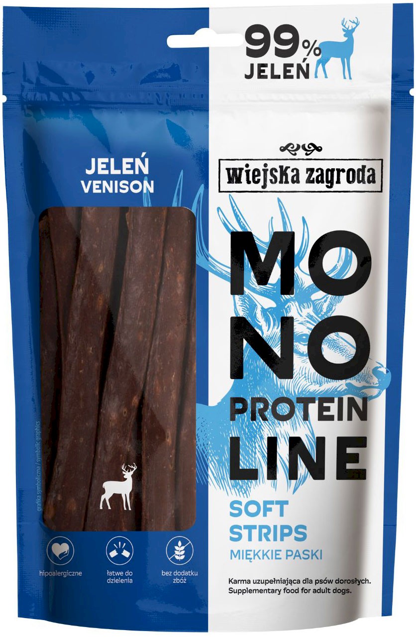 Wiejska Zagroda Monoproteinowe miękkie paski jeleń 100 g