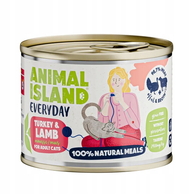 Animal Island Everyday indyk, jagnięcina pasztet adult 200 g × 6