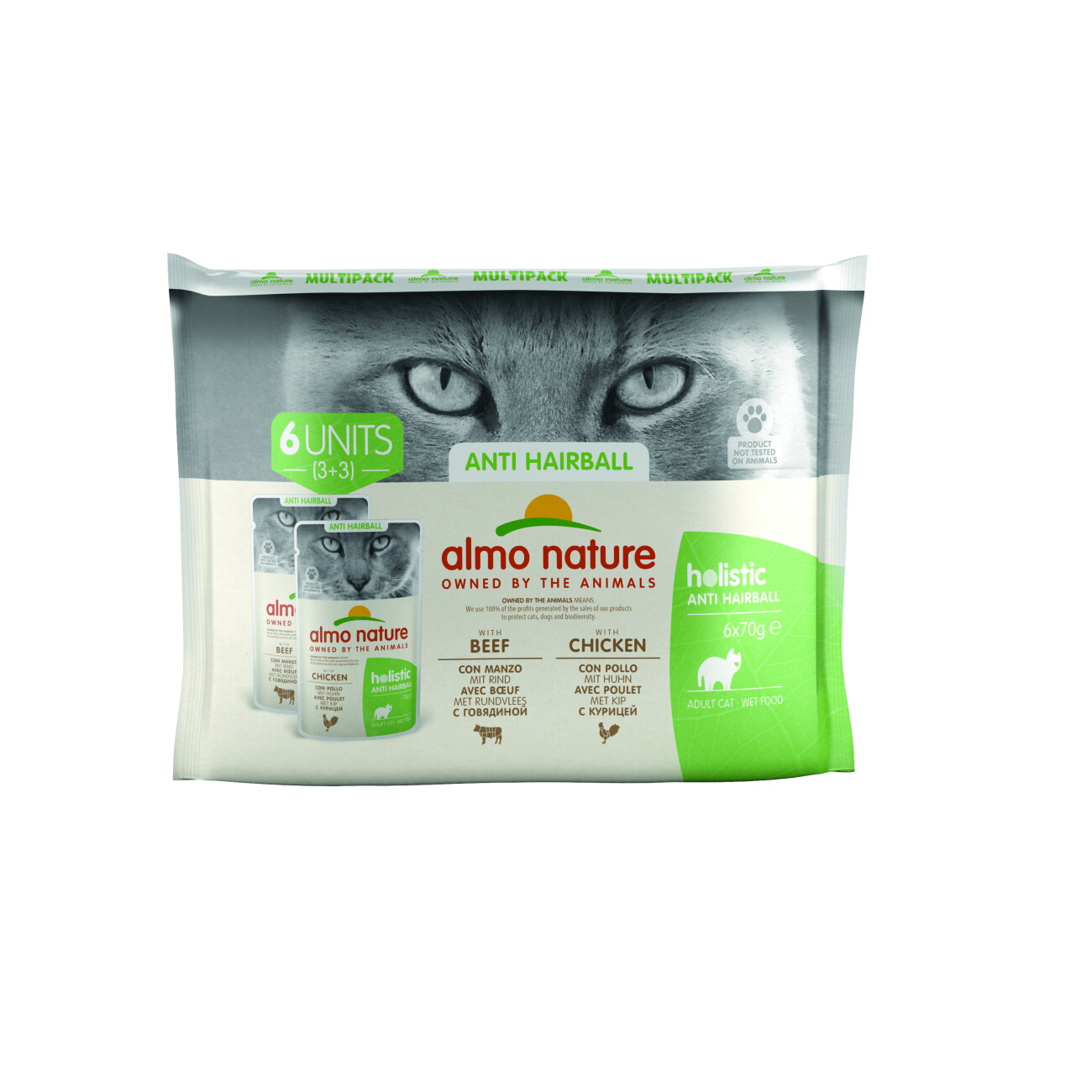 Almo Nature Holistic Hairball mix smaków adult 70 g × 6