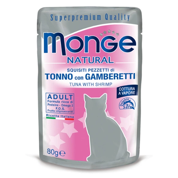 Monge Natural Indoor tuńczyk, krewetki w galaretce adult 80 g