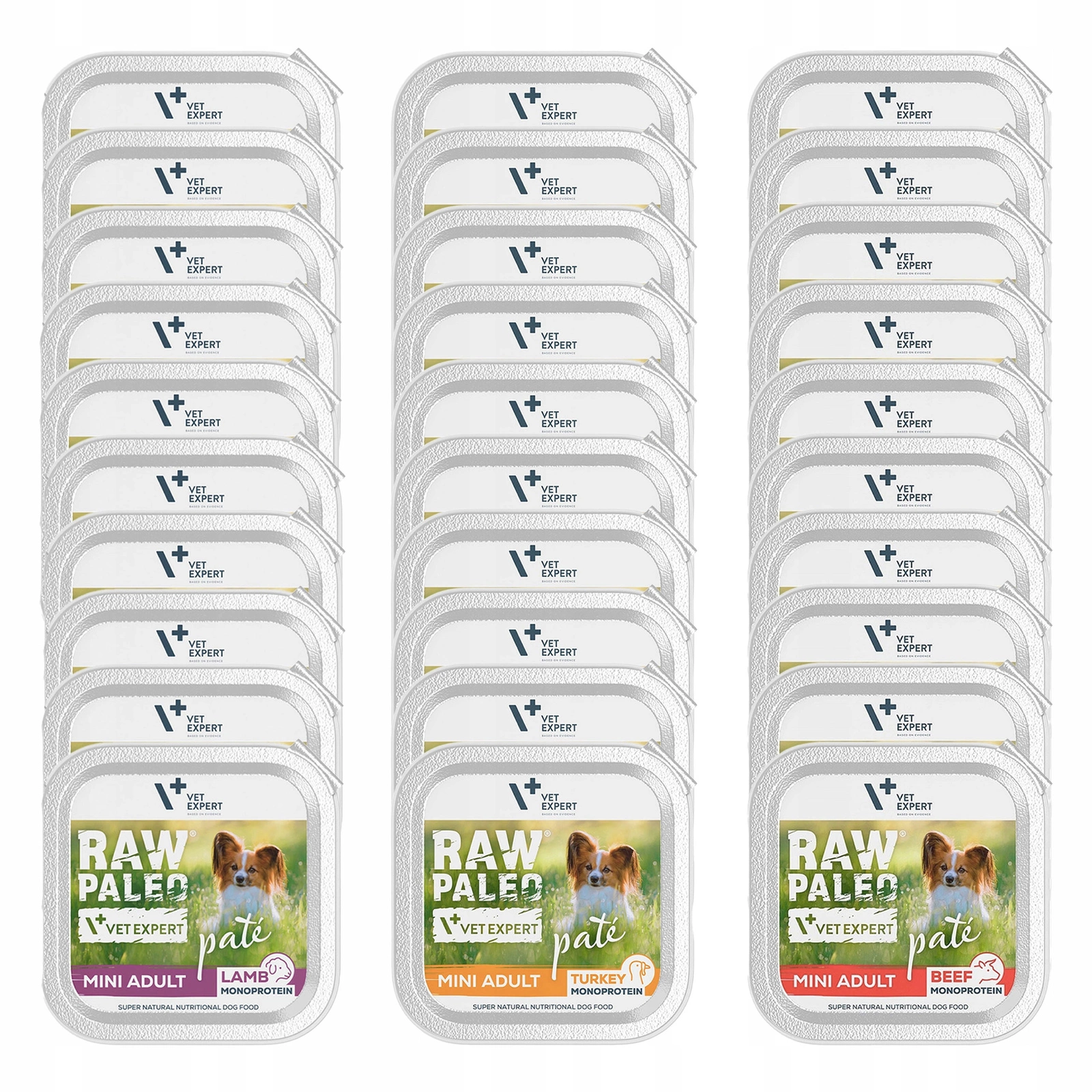 VetExpert Raw Paleo Pate indyk, jagnięcina, wołowina adult małe rasy 150 g × 30