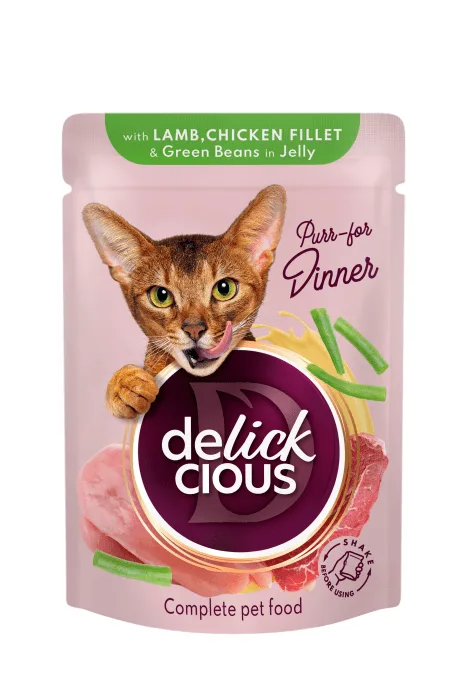 Delickcious jagnięcina, kurczak z fasolką szparagową w galaretce adult 85 g