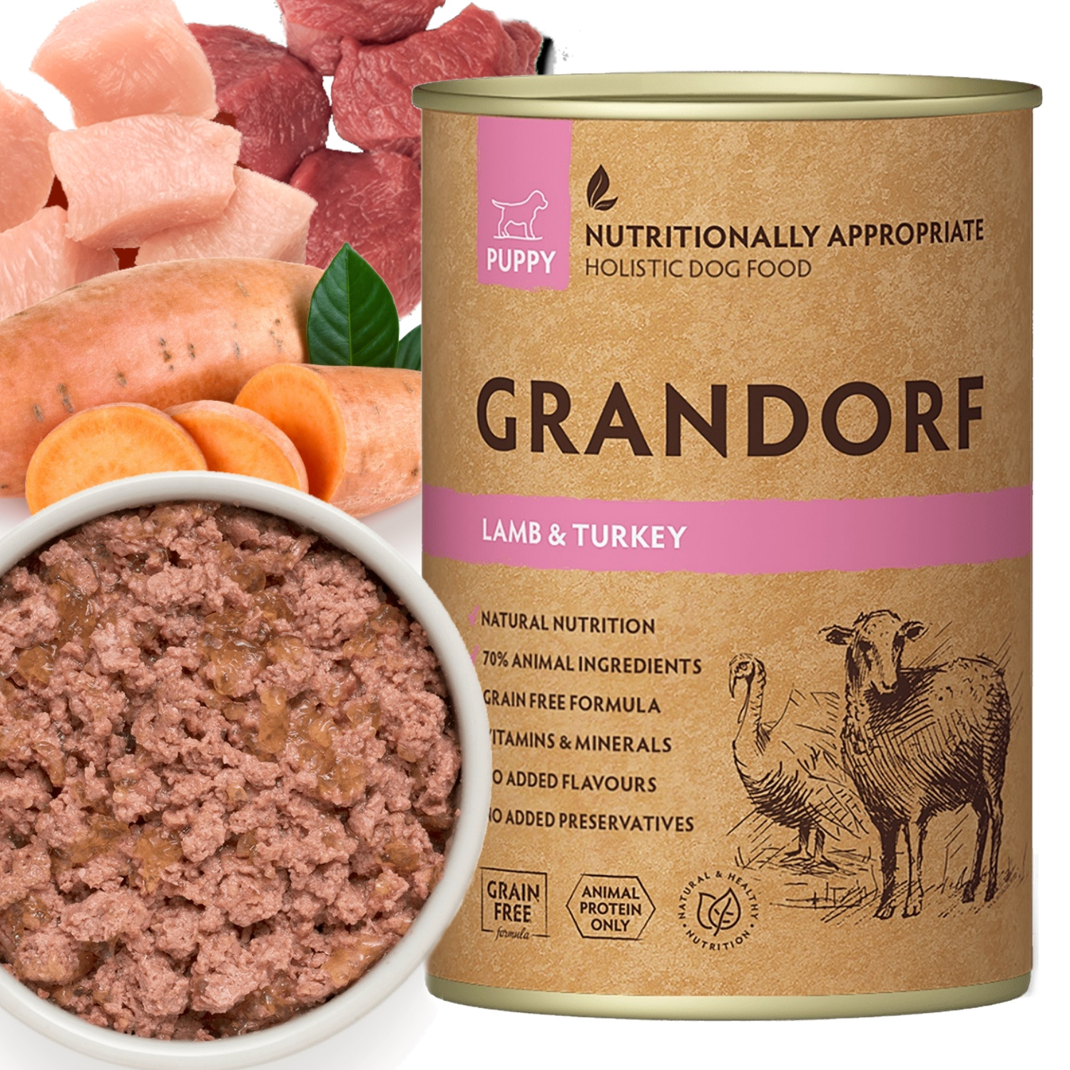 Grandorf indyk, jagnięcina puppy 400 g