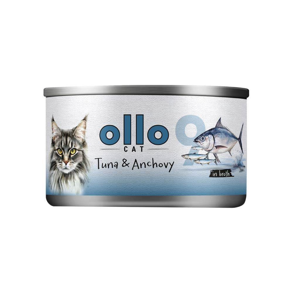 Ollo Cat Hairball anchois, tuńczyk w sosie 70 g