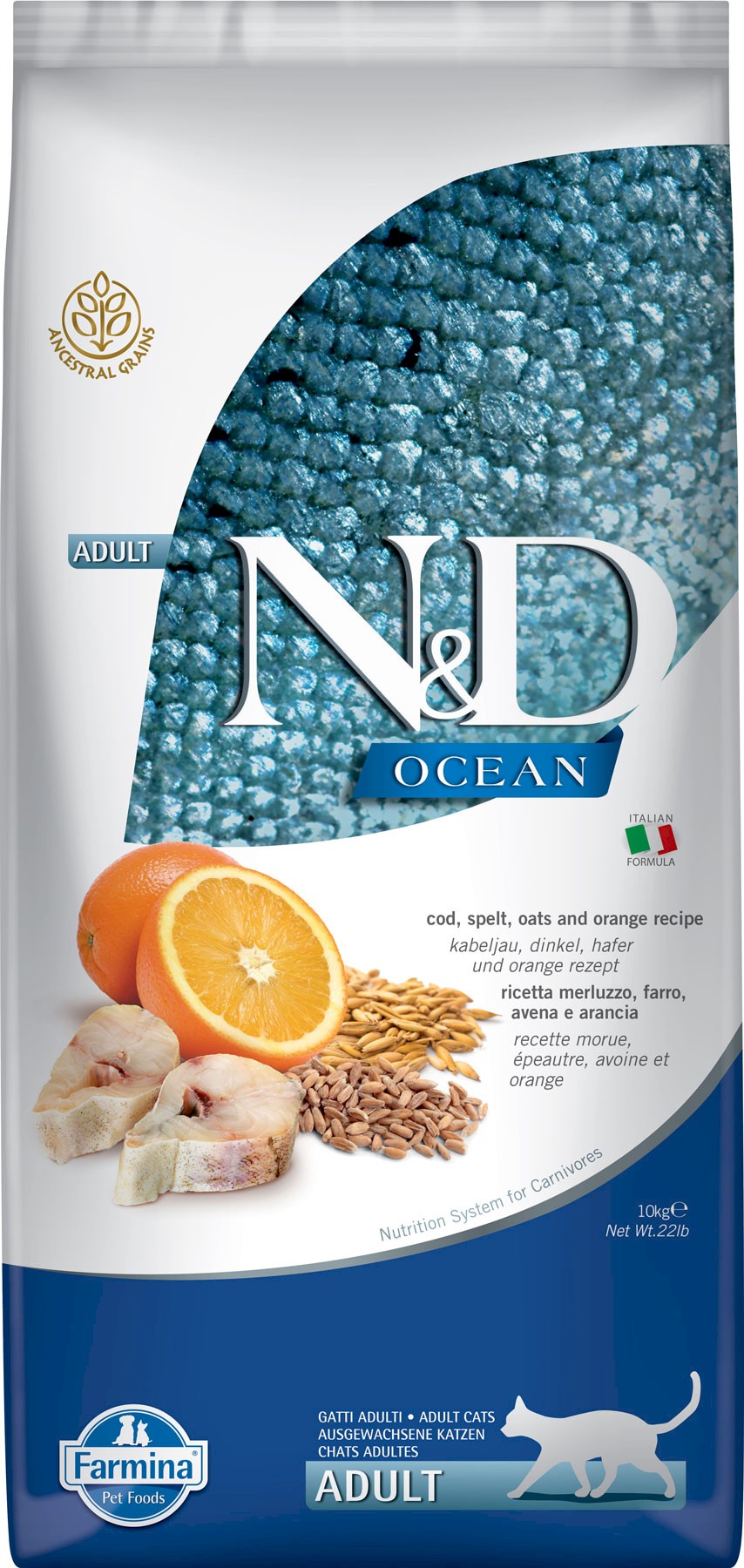 Farmina N&D Ocean dorsz z orkiszem i owsem adult 10 kg