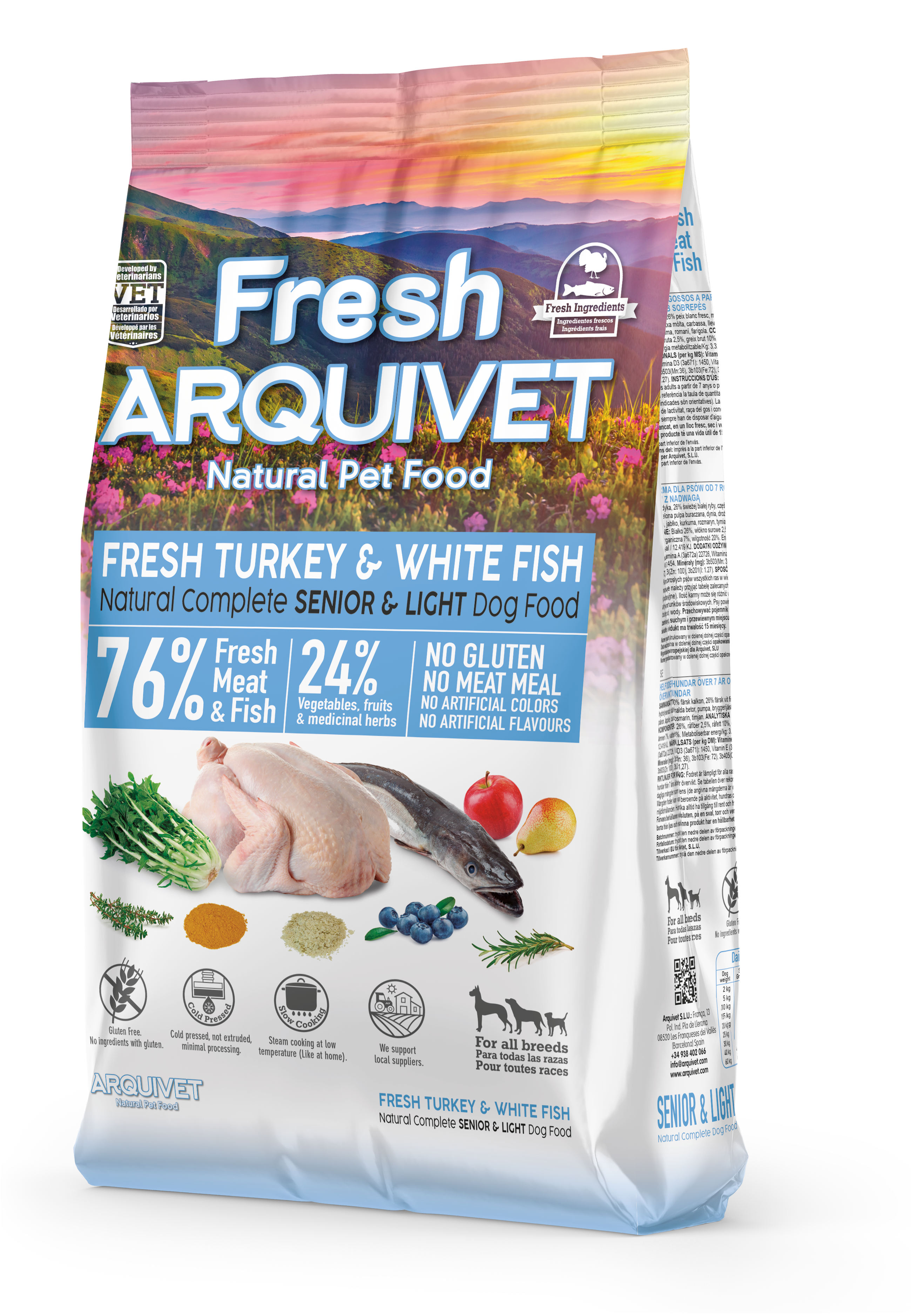 Arquivet Fresh indyk, biała ryba senior 2,5 kg