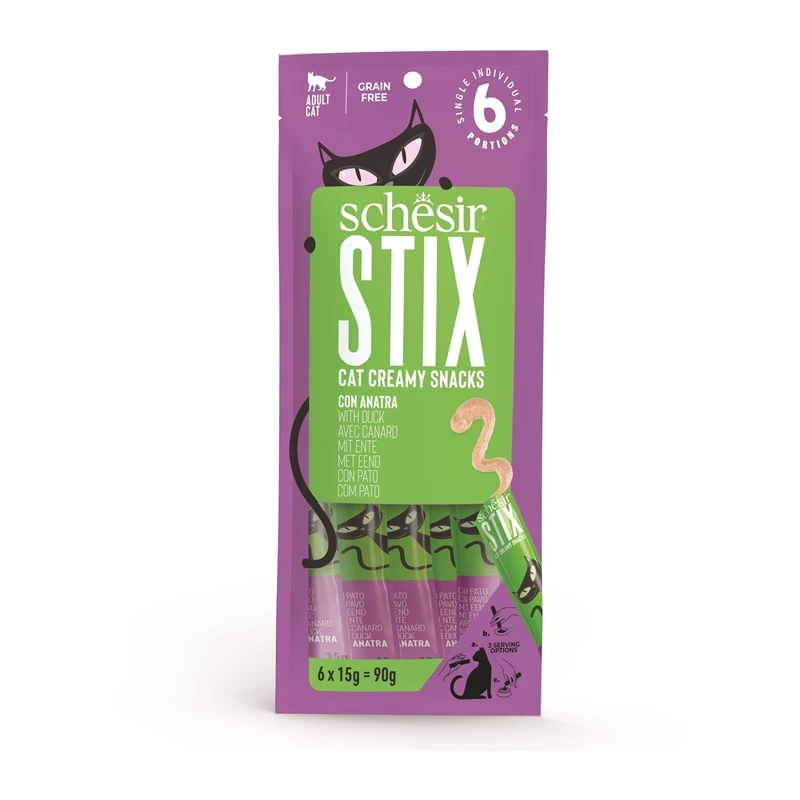 Schesir Stix kaczka w kremie 15 g × 6