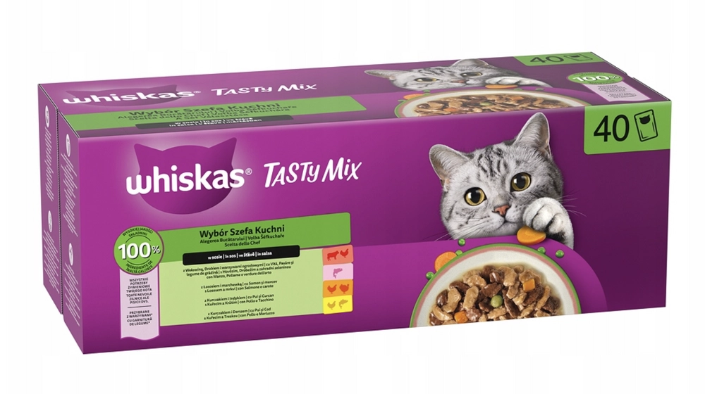 Whiskas Tasty Mix Digestive mix smaków w sosie adult 85 g × 40