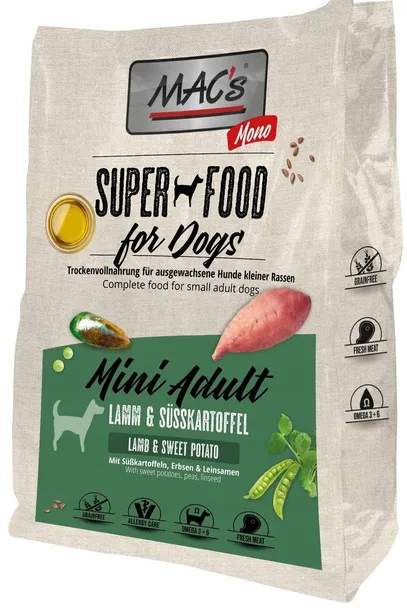 MAC's Superfood Mono jagnięcina z batatem i grochem adult małe rasy 750 g