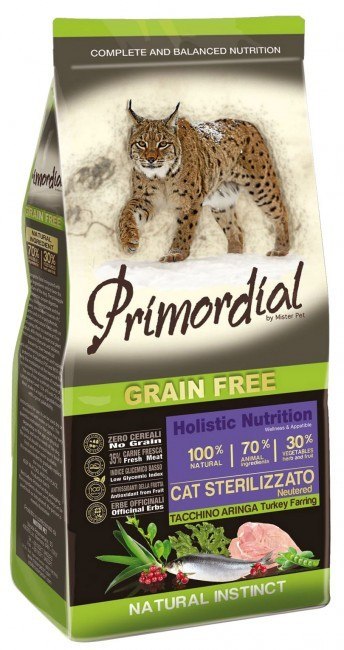 Primordial Cat Grain Free Sterilized indyk, śledź 2 kg