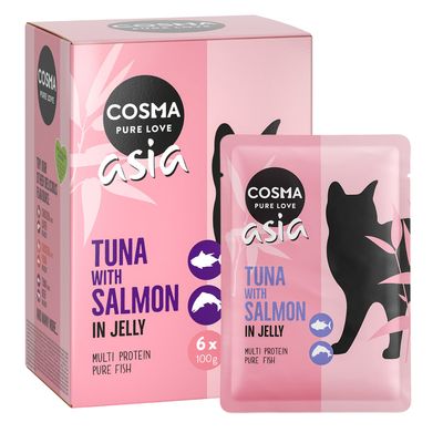 Cosma Asia Indoor tuńczyk, łosoś w galaretce 100 g × 6