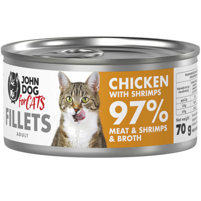 John Dog For Cats krewetki, kurczak w sosie adult 140 g