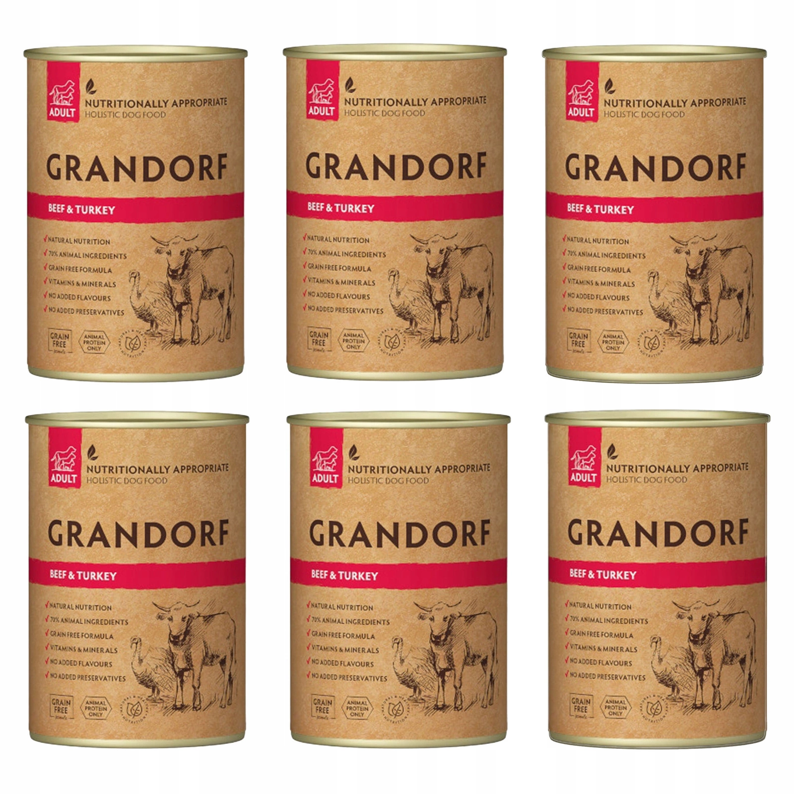 Grandorf indyk, wołowina 400 g × 6
