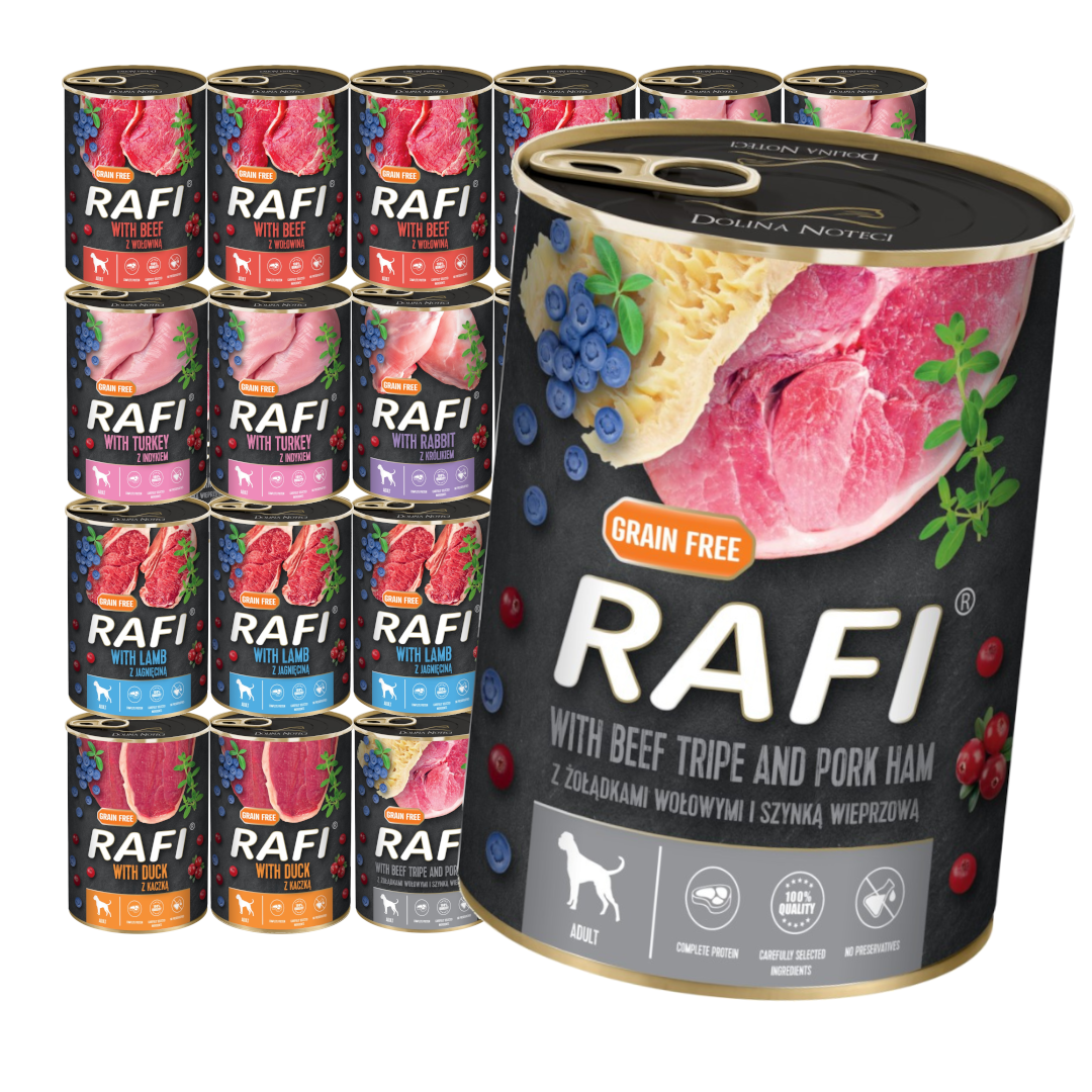 Rafi indyk, jagnięcina, kaczka, królik, wieprzowina, wołowina adult 400 g × 24