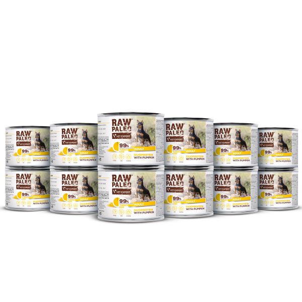 VetExpert Raw Paleo indyk, dorsz adult 200 g × 12