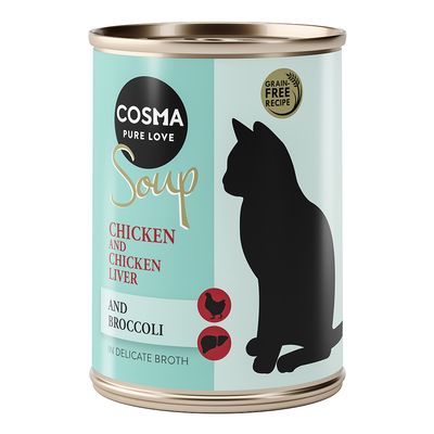 Cosma Soup Indoor kurczak z brokułem, wątróbka w bulionie adult 100 g × 12