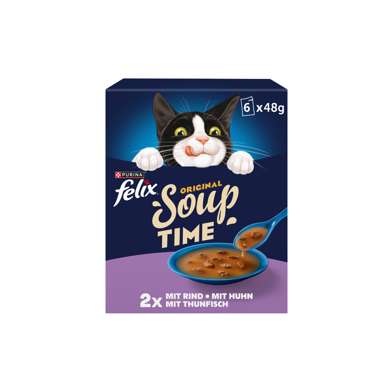 Purina Felix Soup Time Original mix smaków w bulionie adult 48 g × 6