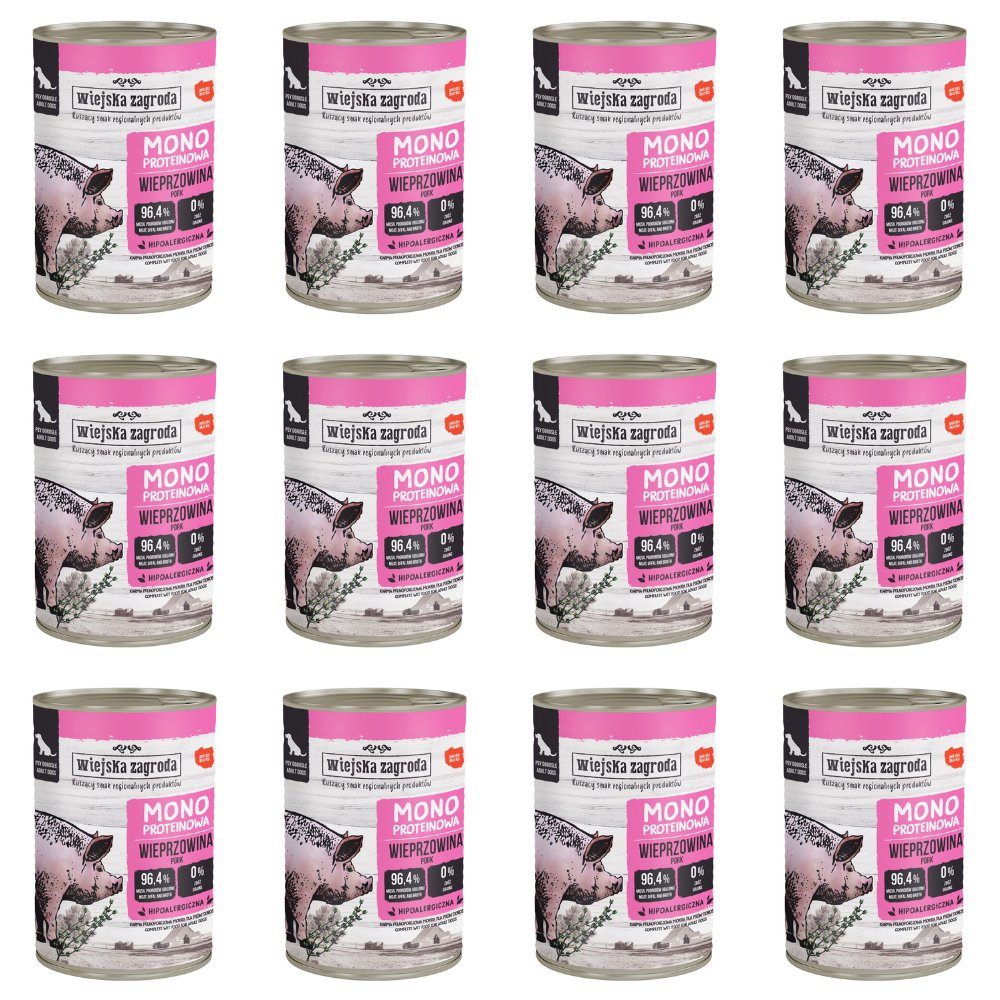 Wiejska Zagroda Monobiałkowa wieprzowina 400 g × 12