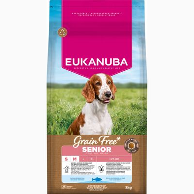 Eukanuba Grain Free ryba morska senior małe rasy, średnie rasy 3 kg × 2