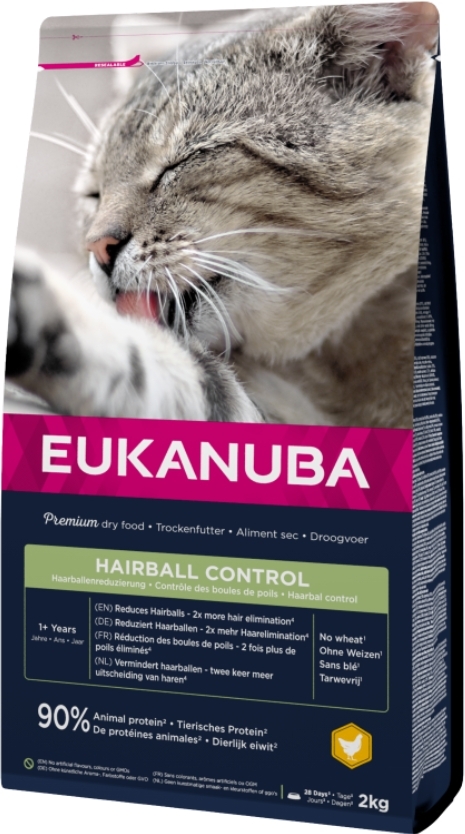 Eukanuba Hairball kurczak, wątróbka adult 2 kg