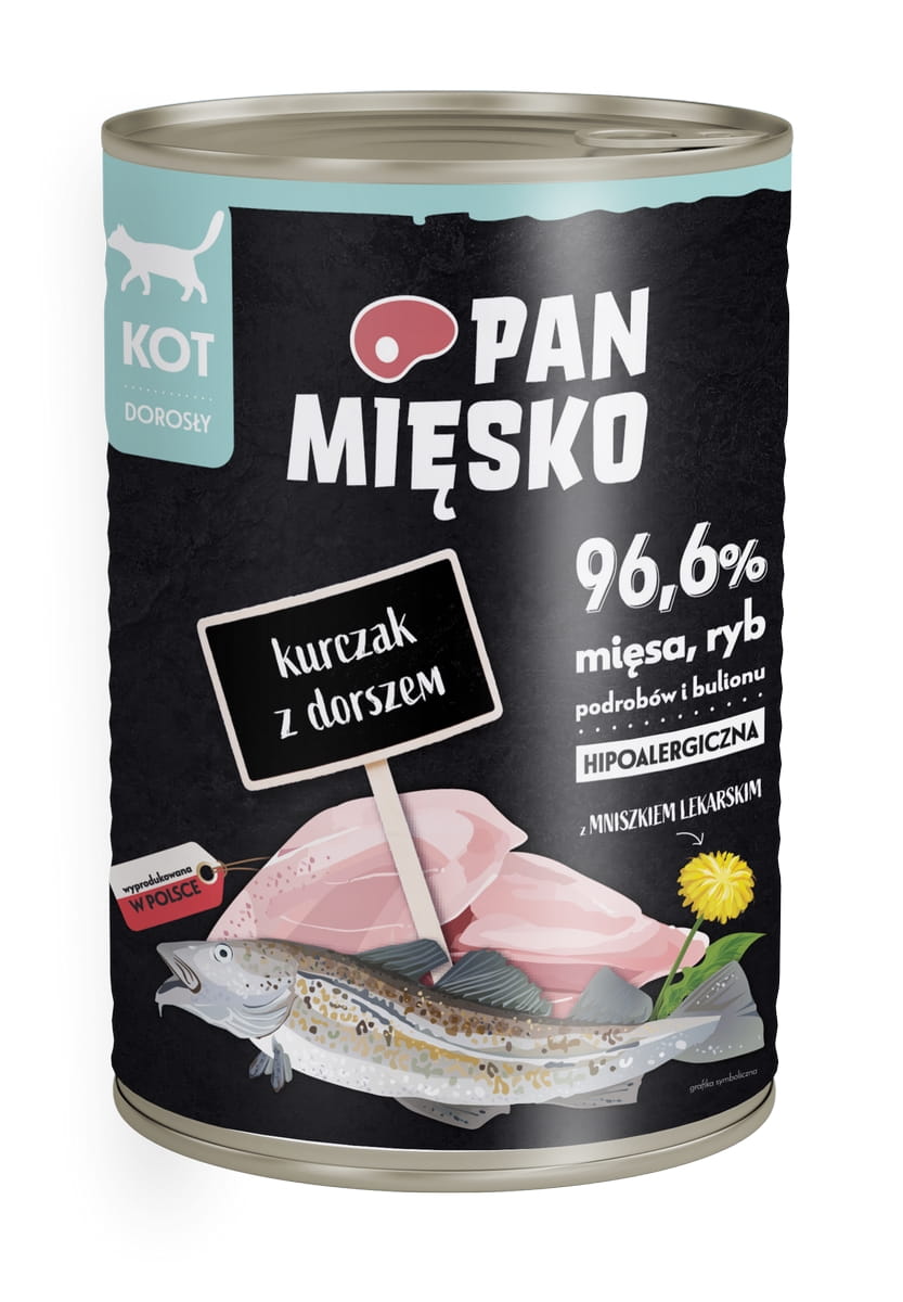 Pan Mięsko Skin & Coat kurczak z dorszem pasztet adult 400 g
