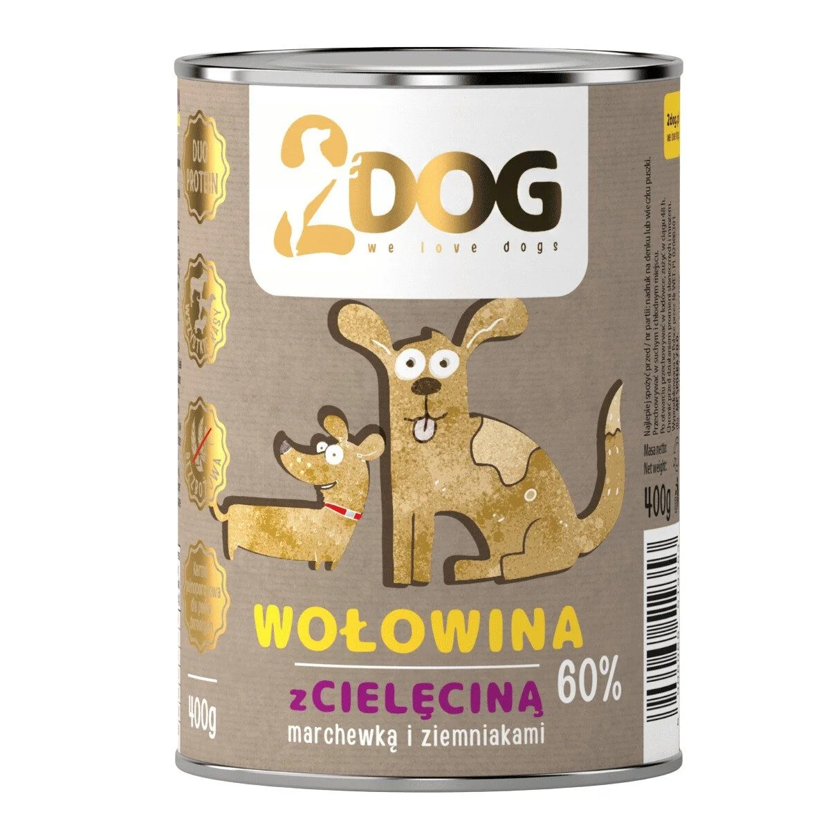 2Dog cielęcina, wołowina 400 g