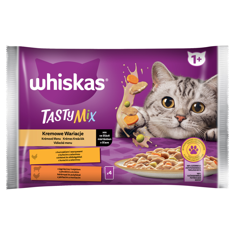 Whiskas Tasty Mix mix smaków w sosie adult 85 g × 4