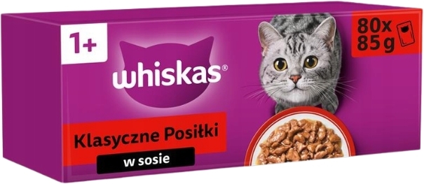 Whiskas Klasyczne Posiłki mix smaków w sosie adult 85 g × 80