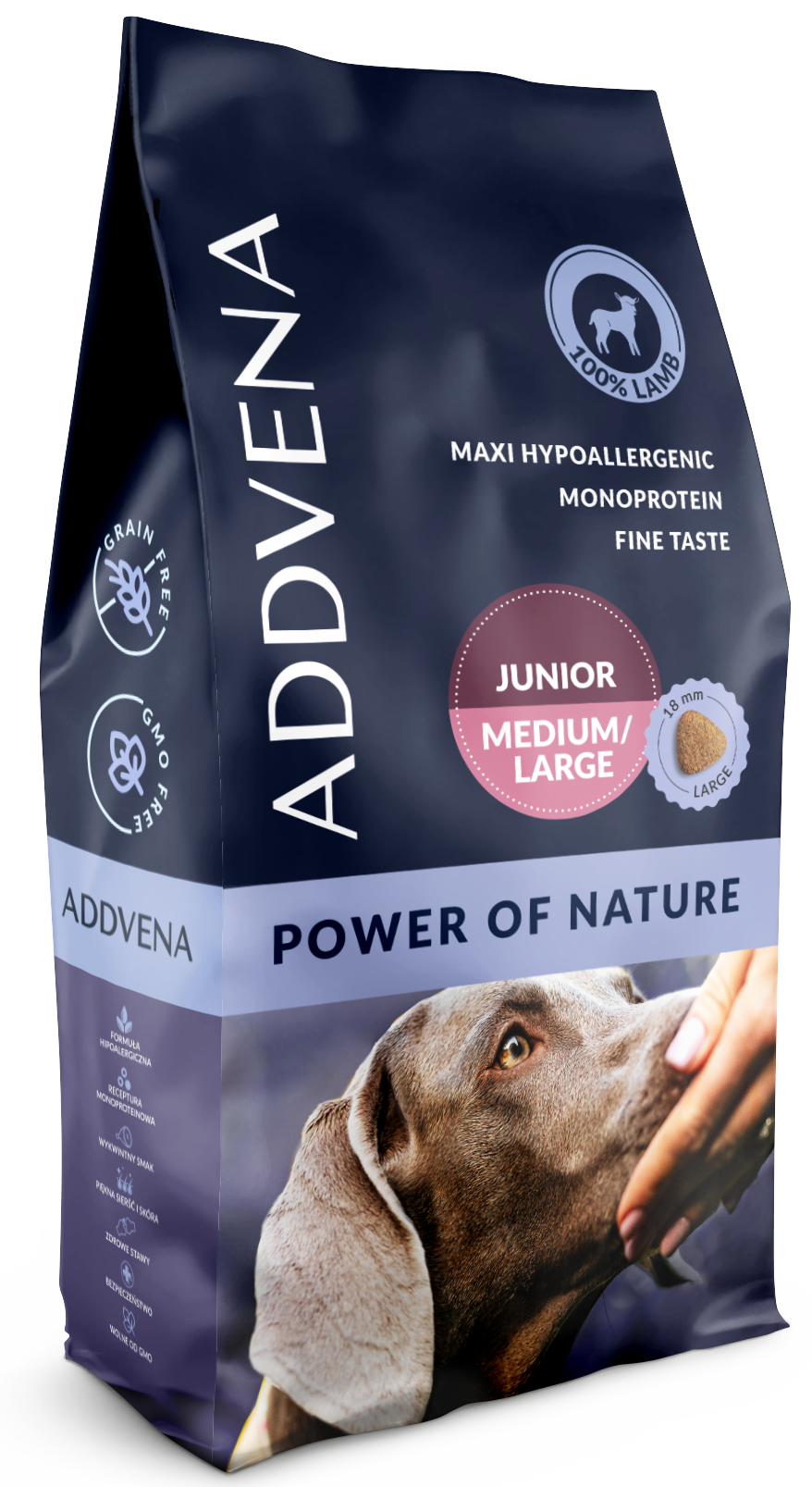 Addvena Power Of Nature jagnięcina junior średnie i duże rasy 10 kg
