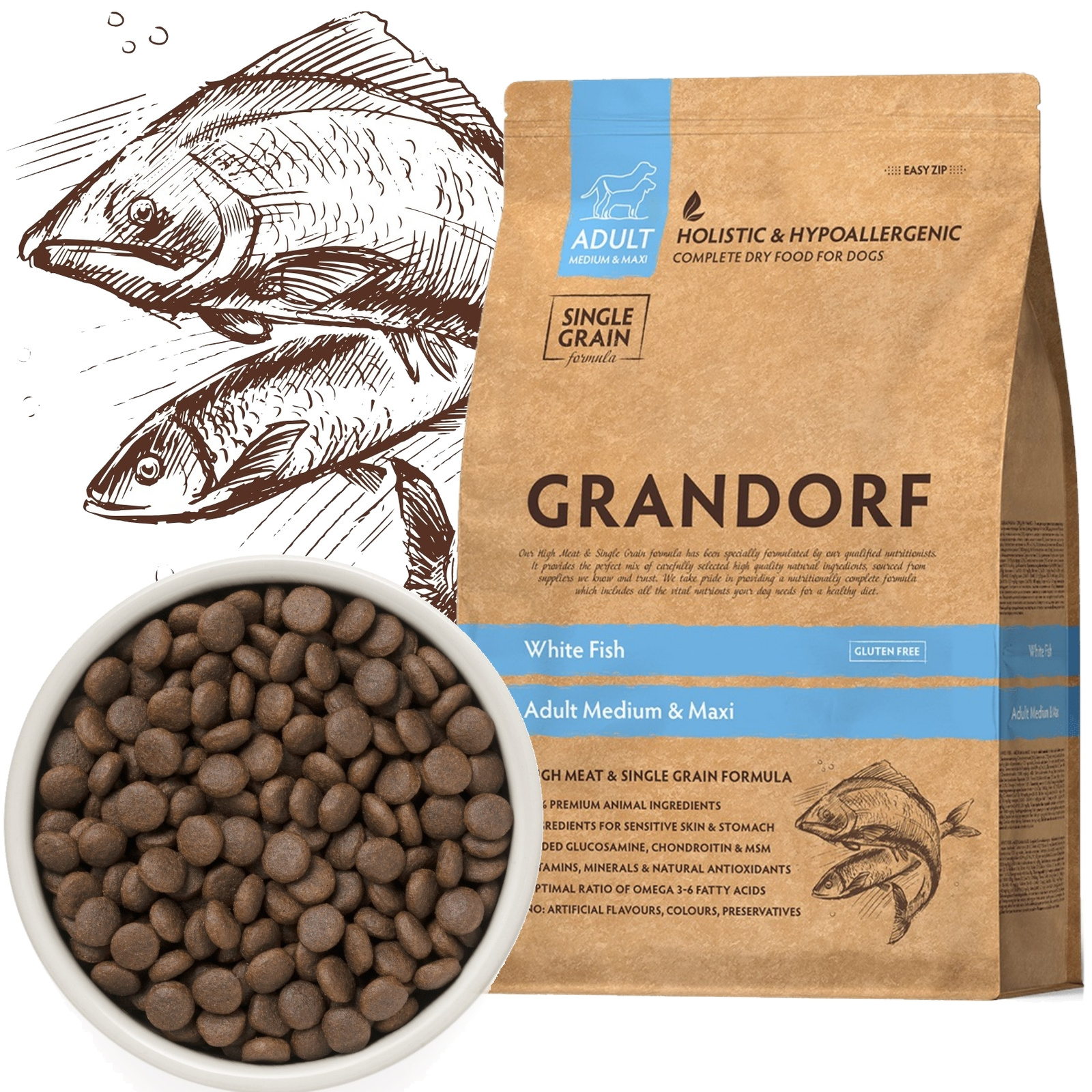 Grandorf White Fish biała ryba adult średnie rasy, duże rasy 3 kg