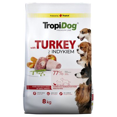 Tropidog Premium indyk z ryżem adult małe rasy 8 kg × 2