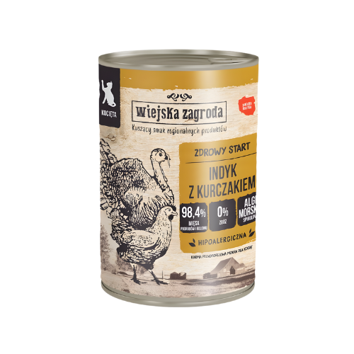 Wiejska Zagroda indyk, kurczak w bulionie kitten 400 g
