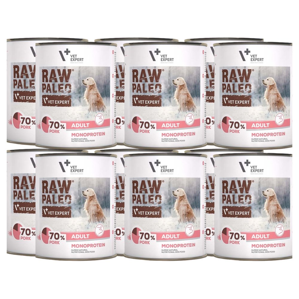 VetExpert Raw Paleo wieprzowina adult 800 g × 12