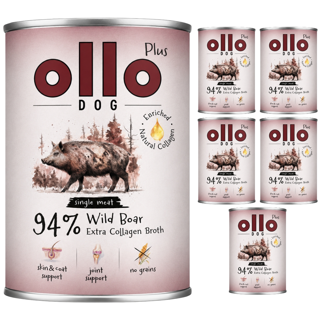 Ollo Plus Kolagen dziczyzna duże rasy 800 g × 6