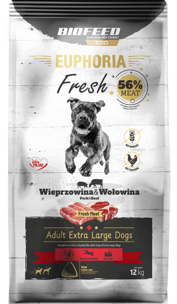 BioFeed Euphoria Fresh wieprzowina, wołowina adult duże rasy 12 kg