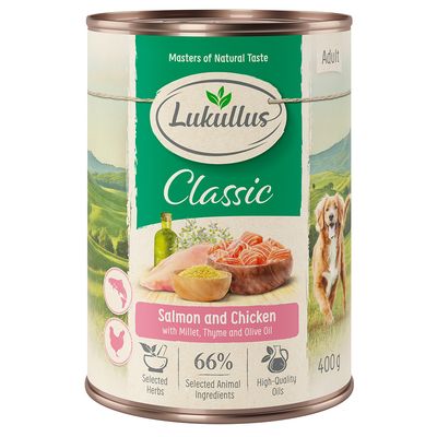 Lukullus Natural kurczak, łosoś 400 g × 12