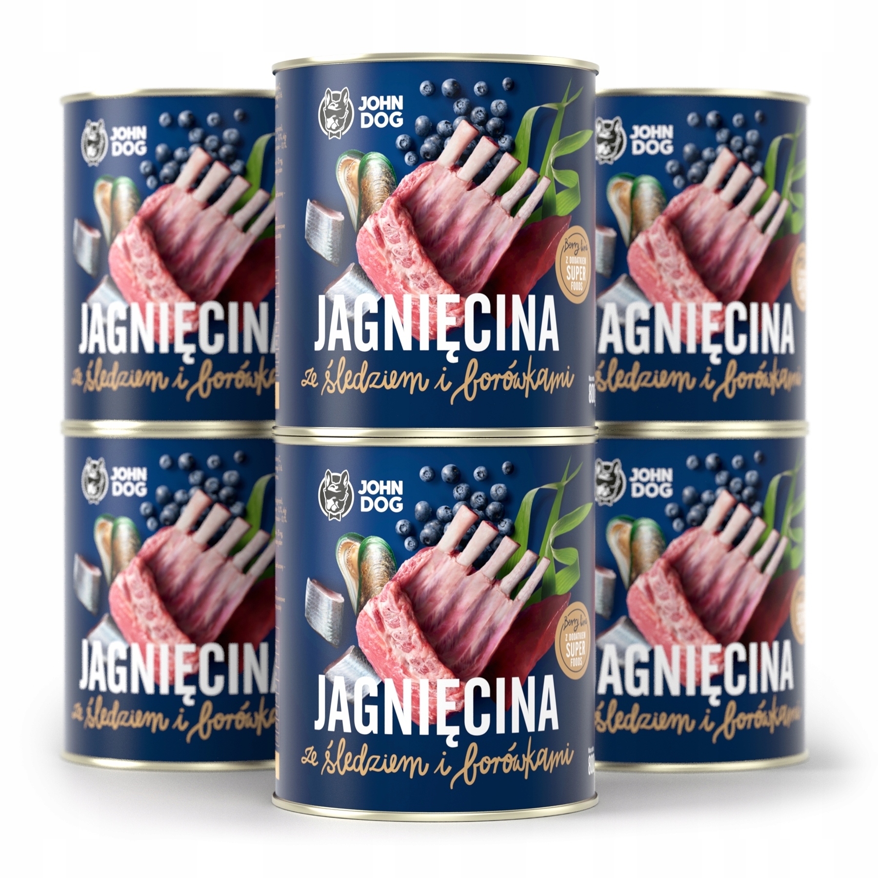 John Dog Berry jagnięcina, śledź junior 800 g × 6