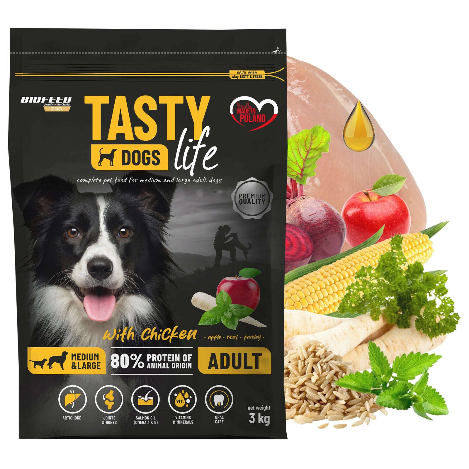 BioFeed Tasty Dogs Life kurczak średnie rasy, duże rasy 3 kg