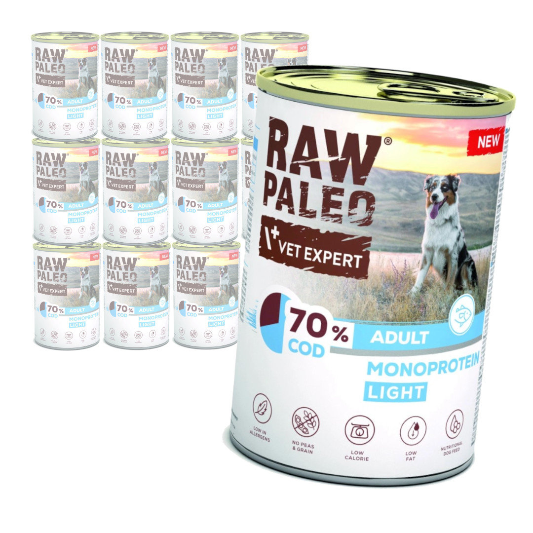VetExpert Raw Paleo dorsz adult 400 g × 12