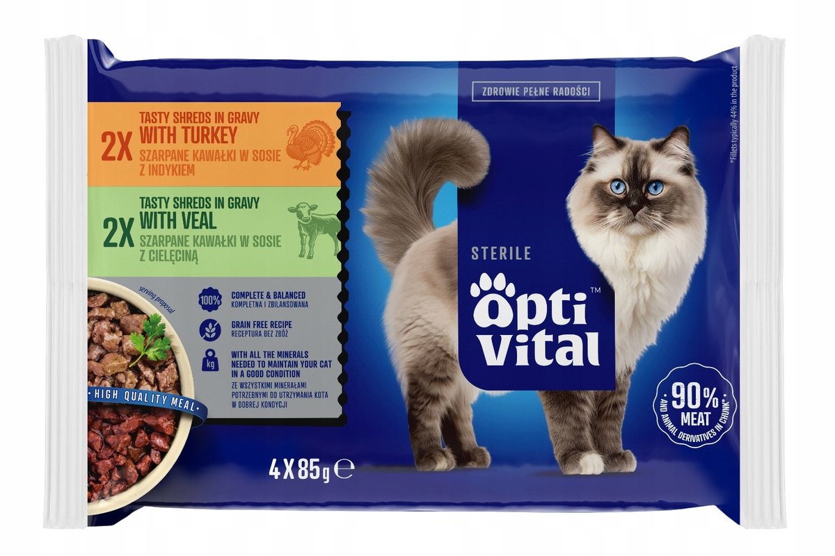 OptiVital Sterilised mix smaków w sosie adult 85 g × 4